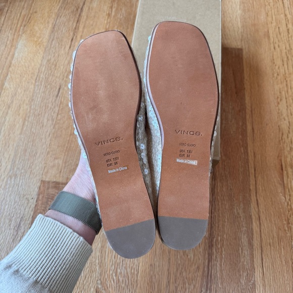 Vince Leah Sequined Ballet Flats Birch Sand EU 38 US 7.5 NWT - Picture 6 of 14